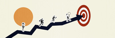 Personnes progressant vers une cible.