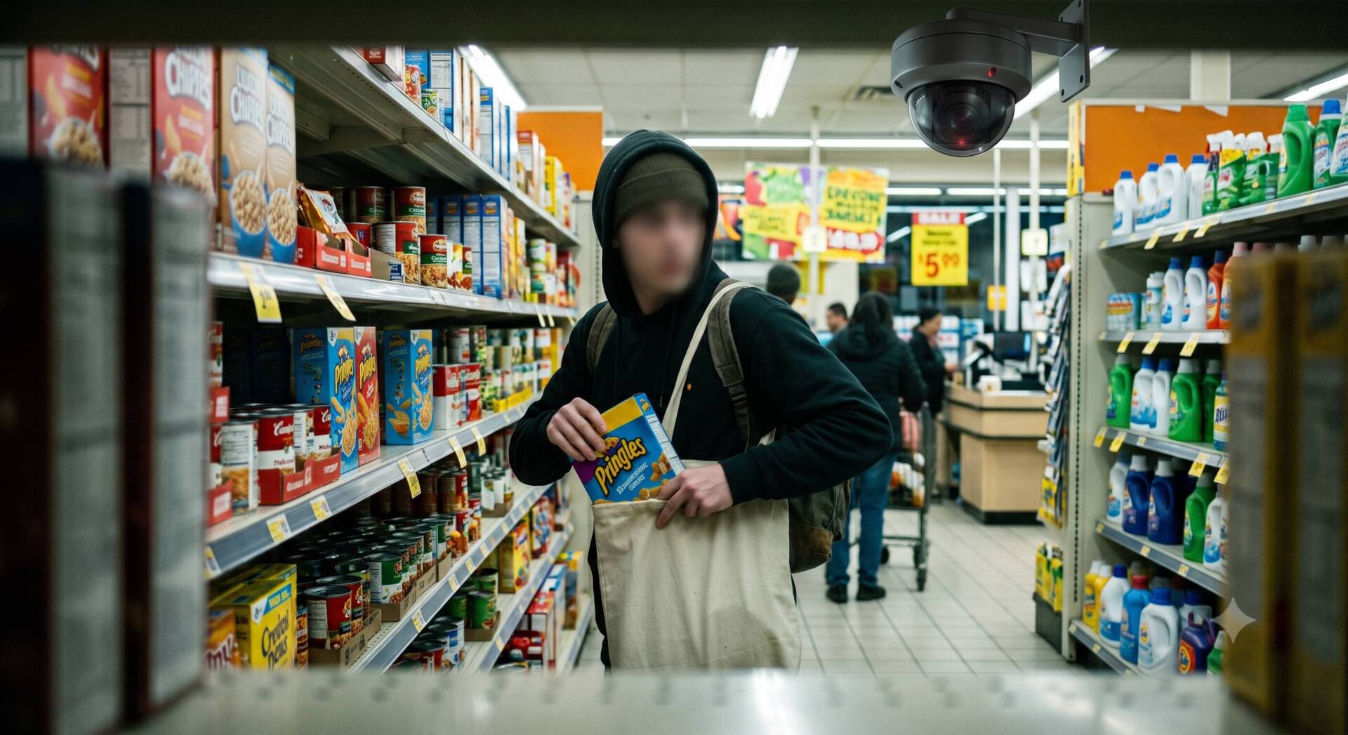 Personne mettant des chips dans un sac